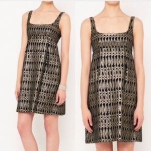 Milly of NY Gold & Black Brocade Cocktail Dress